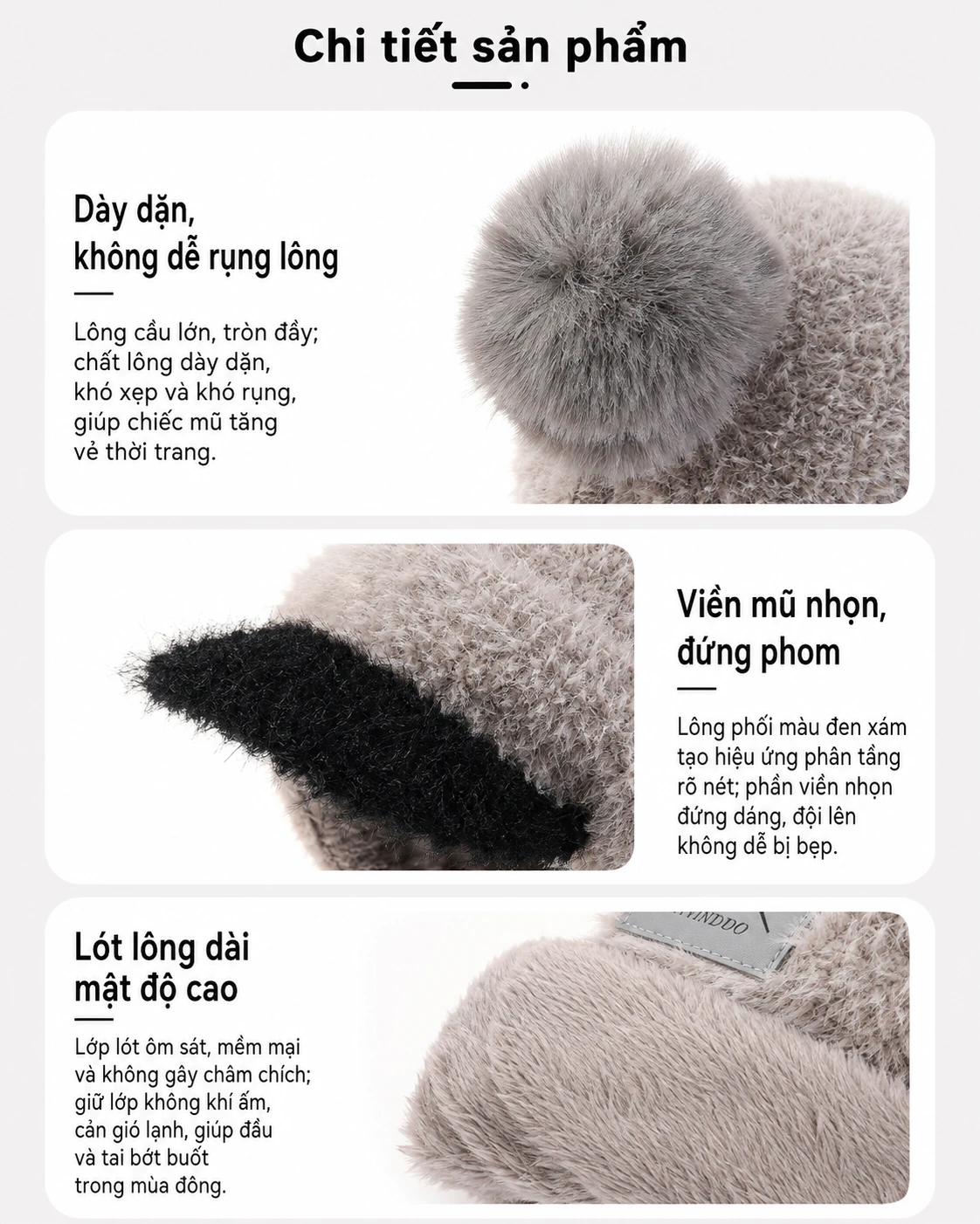 Mũ len chui đầu nữ liền khăn quàng cổ lông nhung, phối màu, vành mũ gắn quả bông, giữ ấm chống gió mùa đông