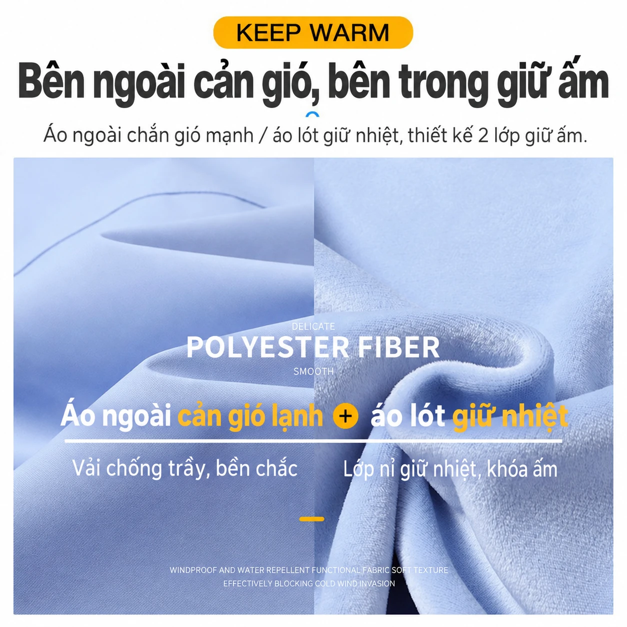 Áo khoác leo núi ngoài trời 3 trong 1 nam nữ, bộ 2 món thu đông, chống gió chống nước, lót nỉ giữ ấm