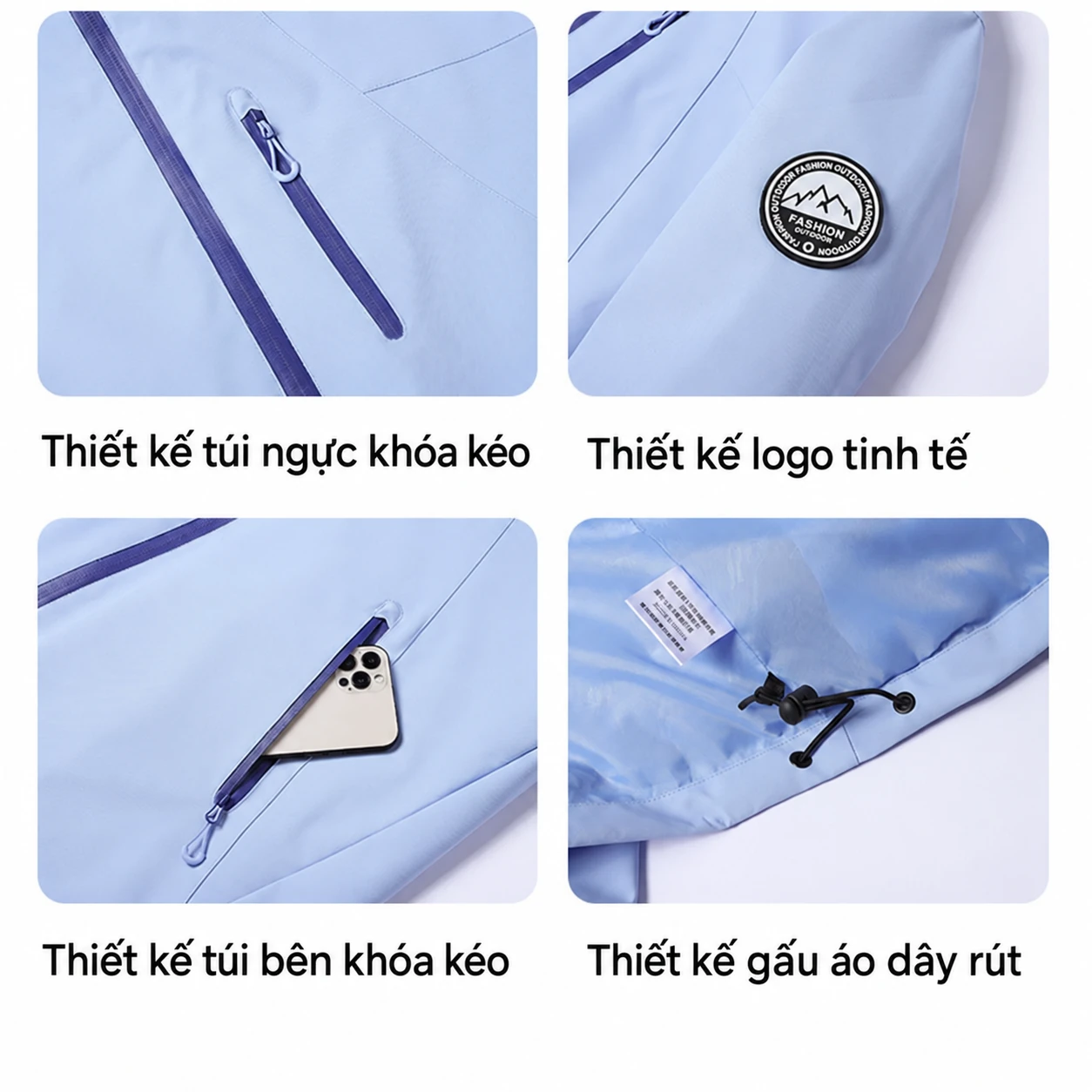 Áo khoác leo núi ngoài trời 3 trong 1 nam nữ, bộ 2 món thu đông, chống gió chống nước, lót nỉ giữ ấm