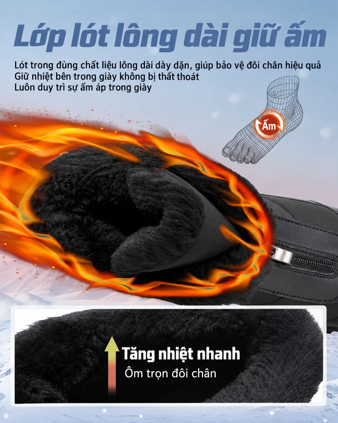 Boots đi tuyết nữ chống nước chống trượt đi ngoài trời, lót lông giữ ấm, đế dày, phù hợp mùa đông