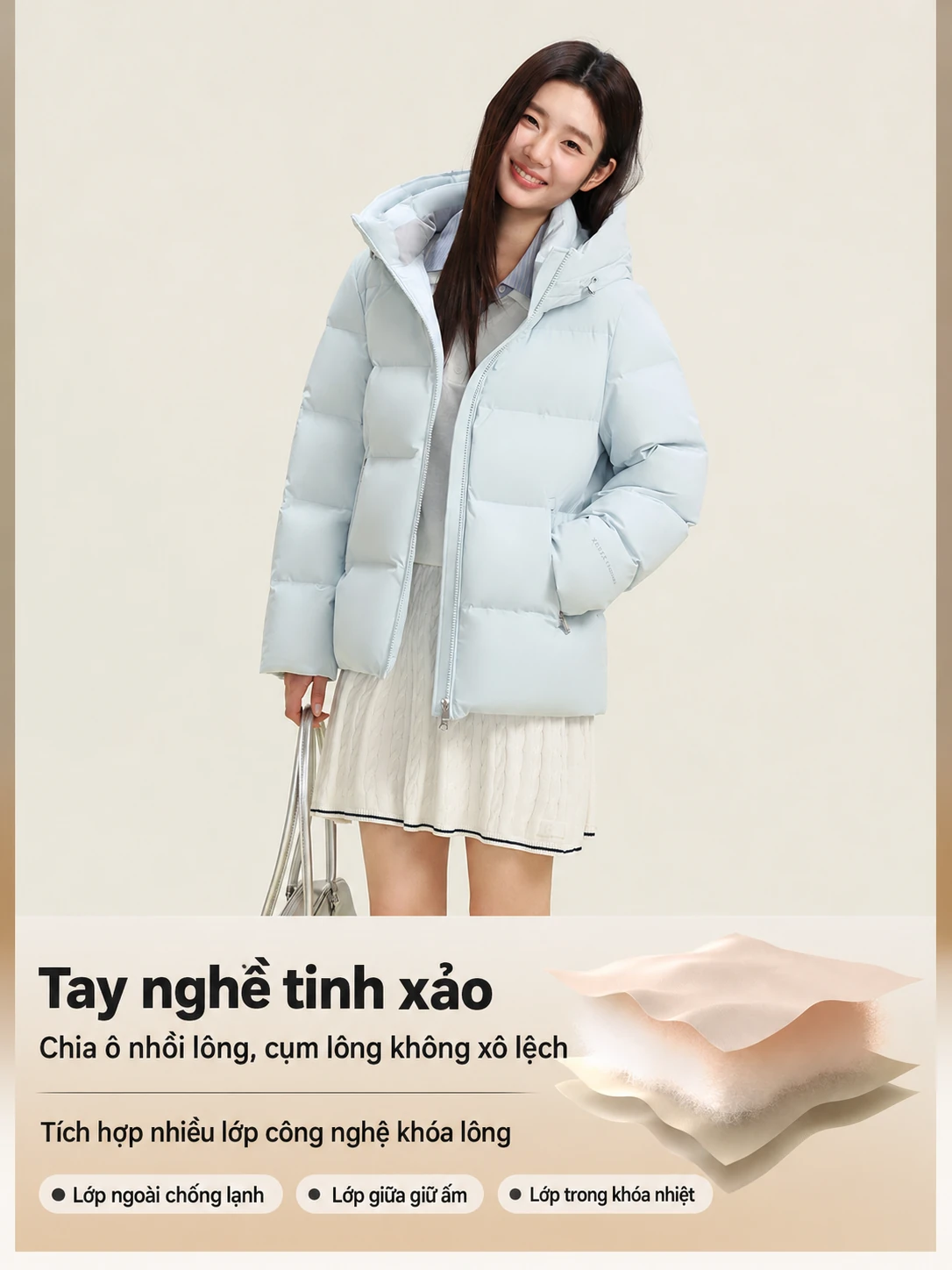 Áo phao nữ dáng ngắn mùa đông phong cách Hàn, tối giản, dễ phối, phù hợp mặc ngoài trời và vận động