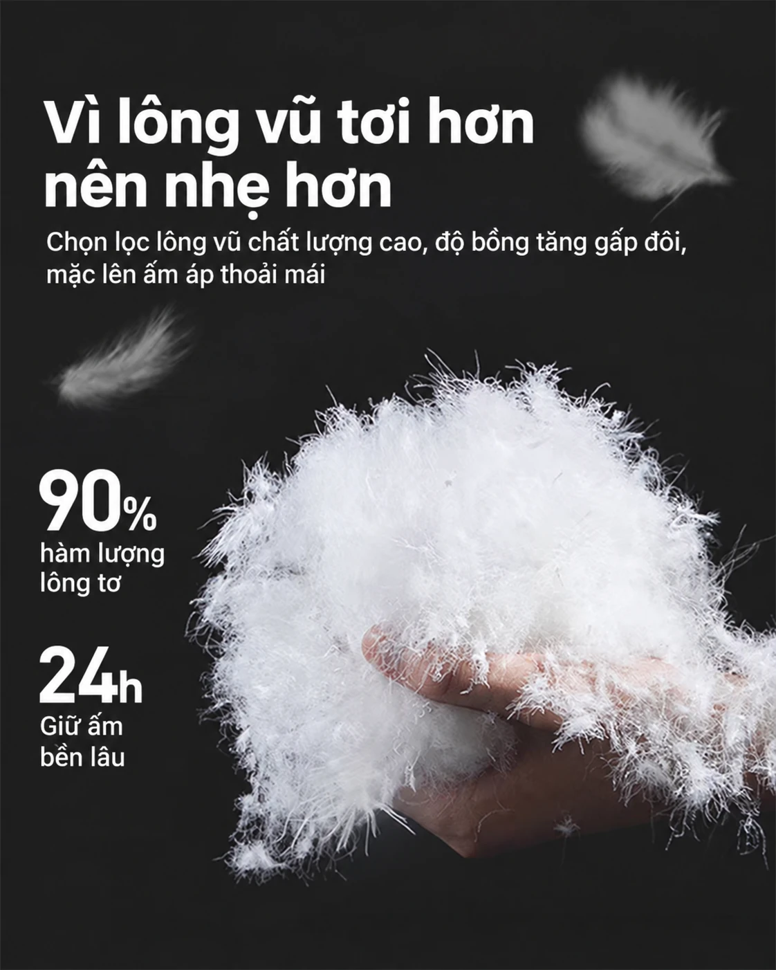 Áo khoác phao lông vũ dáng dài unisex nam nữ giữ ấm mùa đông