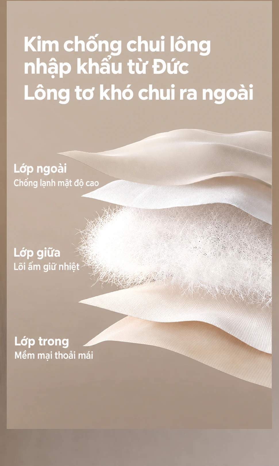 Áo phao lông ngỗng nữ dáng ngắn 3 ô mùa đông