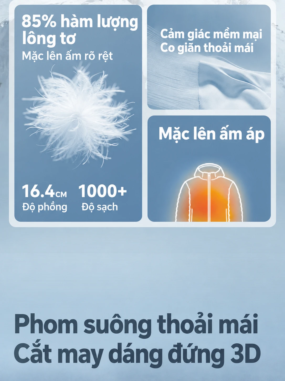 Áo khoác lông vũ dáng dài nữ mặc ngoài trời