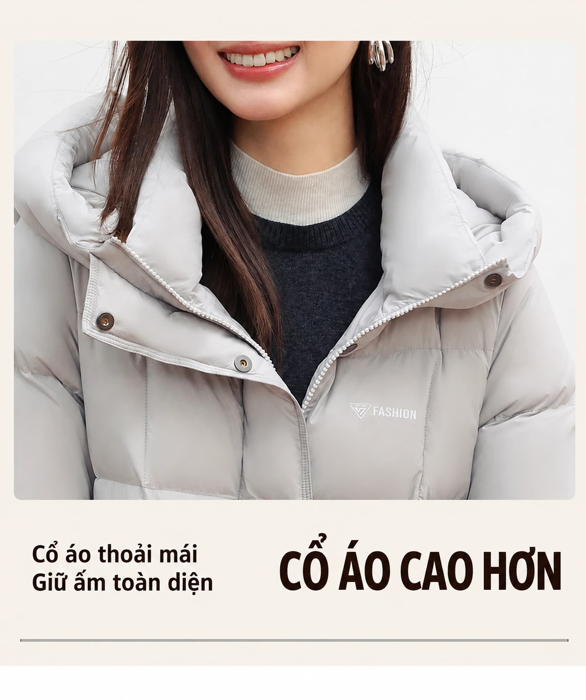 Áo khoác lông vũ nữ mùa đông , mềm nhẹ kiểu phồng