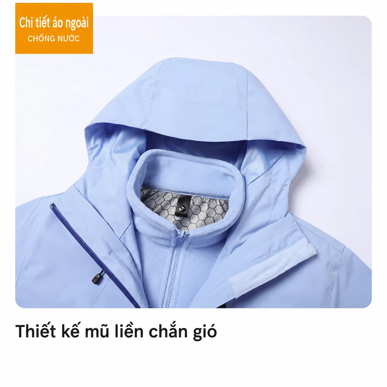 Áo khoác leo núi ngoài trời 3 trong 1 nam nữ, bộ 2 món thu đông, chống gió chống nước, lót nỉ giữ ấm