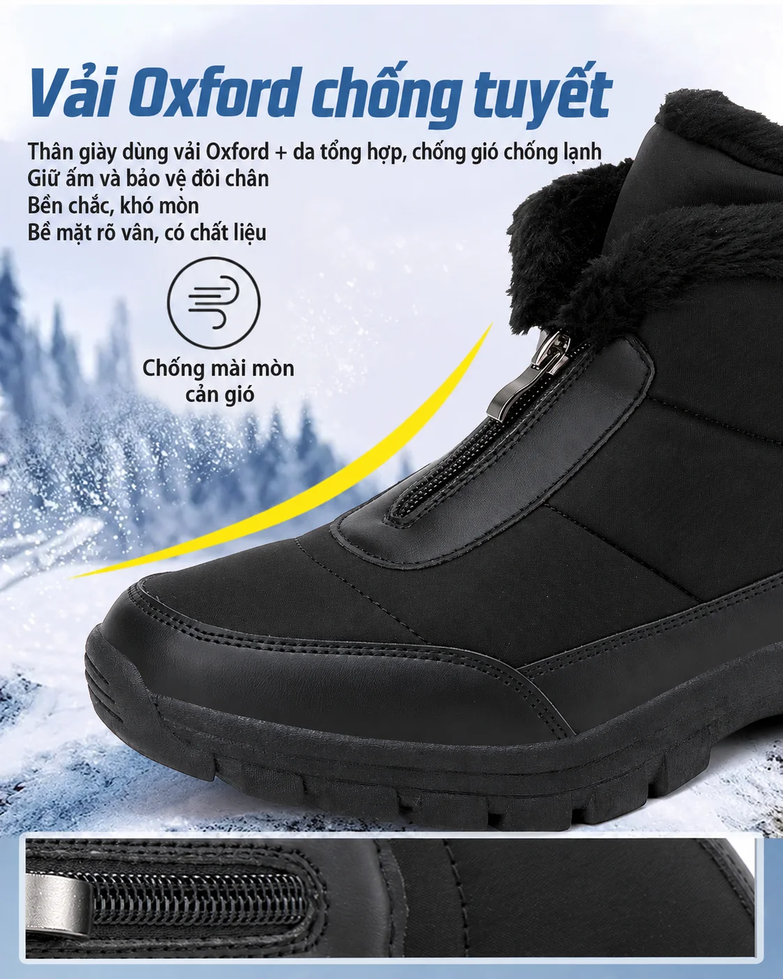 Boots đi tuyết nữ chống nước chống trượt đi ngoài trời, lót lông giữ ấm, đế dày, phù hợp mùa đông