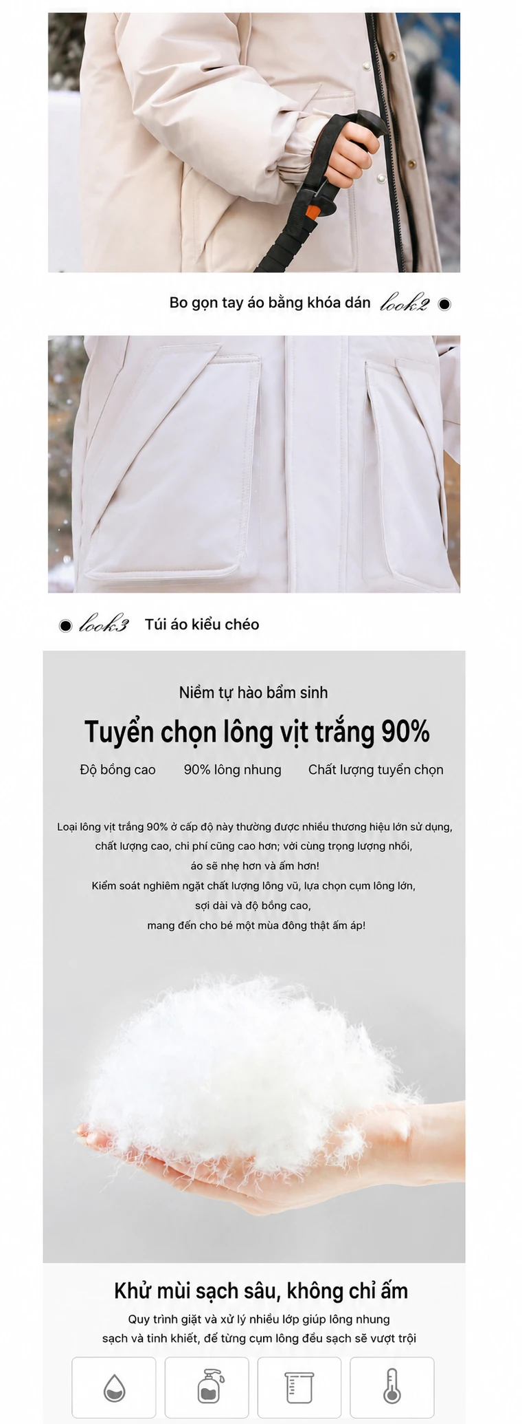 Áo lông vũ trẻ em dày giữ ấm chống rét, thời tiết âm 40 độ