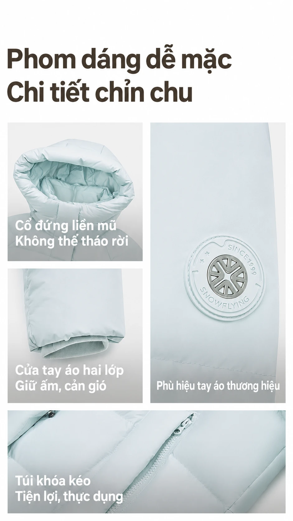 Áo phao dáng dài unisex cặp đôi, mặc ngoài trời, nhồi lông vũ dày