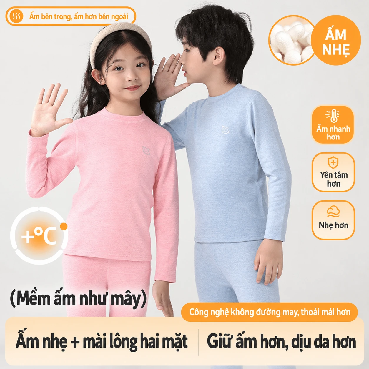 Bộ giữ ấm trẻ em cashmere kháng khuẩn 7A, mặc thu đông, lụa tằm, cho bé trai bé gái, thoáng khí thấm hút mồ hôi, mặc lót