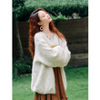 Áo cardigan len nữ dệt kim lông xù màu trắng, dáng rộng, tay dài,... - ảnh 1