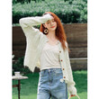 Áo khoác len cardigan nữ dệt kim màu xanh sữa, dáng rộng mặc thu... - ảnh 1