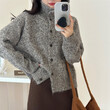 Áo khoác len cardigan nữ cổ lọ dệt kim, dáng rộng mềm mại thu... - ảnh 1