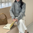 Áo khoác len cardigan nữ cổ lọ dệt kim, dáng rộng mềm mại thu... - ảnh 4