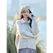 Áo khoác cardigan nữ len dệt kim cổ bẻ nơ , dáng rộng mềm mại... - ảnh 1
