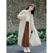 Áo khoác cardigan nữ len dệt kim dáng siêu dài dày dặn phong cách ngọt ngào có túi, thu
