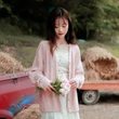 Áo len cardigan nữ dệt kim cổ V phong cách ngọt ngào, tay dài,... - ảnh 1