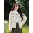 Áo cardigan len dệt kim nữ cổ bẻ thêu tay phong cách nghệ thuật, dáng rộng mềm mại cho mùa thu