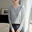 Áo len dệt kim tay dài nữ , vải có vân, dáng rộng lười, mặc... - ảnh 4