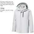 Áo khoác outdoor 3 trong 1 nam nữ, 2 lớp ép keo, chống gió chống... - ảnh 4