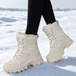 Boot nữ đi tuyết mùa đông lót lông giữ ấm, chống thấm nước, chống gió, chống mài mòn, cổ cao buộc dây, cỡ lớn