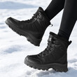 Boot nữ đi tuyết mùa đông lót lông giữ ấm, chống thấm nước, chống gió, chống mài mòn, cổ cao buộc dây, cỡ lớn