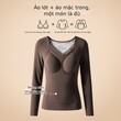 Áo giữ nhiệt ren dày dặn cho nữ, có đệm ngực, mặc không cần áo ngực, mặc ngoài hoặc làm áo lót ôm sát