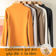 Áo giữ nhiệt nữ cổ cao vừa len cashmere lụa tằm dáng ôm mặc trong thu đông tay dài