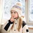 Mũ len dệt kim trẻ em mùa đông, lót lông giữ ấm, che tai, họa tiết hoạt hình dễ thương