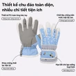 Găng tay trượt tuyết trẻ em mùa đông cho bé trai bé gái lót lông dày dặn chống trượt chống mài mòn giữ ấm họa tiết hoạt hình