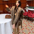 Áo khoác dạ Cashmere nữ có mũ, cổ lông lớn mùa đông - ảnh 2