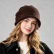 Mũ len chụp đầu nữ kiểu mũ beanie nhún xếp, gập viền, giữ ấm ngoài trời thu đông
