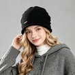 Mũ len chụp đầu nữ kiểu mũ beanie nhún xếp, gập viền, giữ ấm ngoài trời thu đông