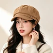 Mũ beret nữ bát giác vành ngắn , retro, đội thu đông khi đi chơi ngoài trời