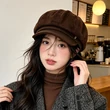 Mũ beret nữ bát giác vành ngắn , retro, đội thu đông khi đi chơi ngoài trời