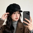 Mũ beret nữ bát giác vành ngắn , retro, đội thu đông khi đi chơi ngoài trời