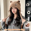 Mũ len nữ lông cừu đáng yêu, giữ ấm có che tai, hợp mặc mùa đông đi ngoài trời