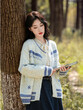 Áo khoác len cardigan nữ dệt kim phong cách lười, cổ tròn dáng rộng phong cách học viện, mặc thu đông