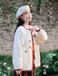 Áo khoác len cardigan nữ thêu hoa nổi bật, phối màu tương phản, mặc thu đông