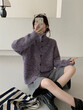 Áo khoác len cardigan nữ cổ lọ dệt kim, dáng rộng mềm mại thu đông
