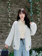 Áo cardigan len nữ dệt kim cổ V thêu hoa, dáng rộng mềm mại cho mùa thu đông