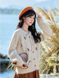 Áo cardigan len nữ thêu hoa buộc dây phong cách ngọt ngào, dáng lười mềm mại, tôn dáng, mặc thu đông