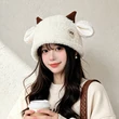 Mũ len nữ tai che giữ ấm mùa đông kiểu tai cừu lông xù dễ thương