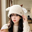 Mũ len nữ tai che giữ ấm mùa đông kiểu tai cừu lông xù dễ thương