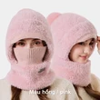 Mũ len nữ dệt kim phối màu có bịt tai giữ ấm mùa đông lót... - ảnh 1
