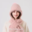 Mũ len nữ mùa đông lót lông, che tai, có chùm bông, chắn gió,... - ảnh 2