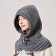 Mũ len chui đầu nữ liền khăn ống dệt kim có dây rút, chắn... - ảnh 3