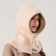 Mũ len chui đầu nữ liền khăn ống dệt kim có dây rút, chắn... - ảnh 6