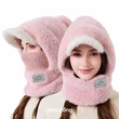 Mũ len chui đầu nữ liền khăn quàng cổ lông nhung, phối màu,... - ảnh 2