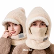 Mũ len chui đầu nữ liền khăn quàng cổ lông nhung, phối màu,... - ảnh 5
